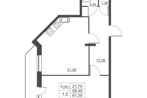 Продам квартиру 1 комнатную с общей площадью 59.2м2, 10/11 эт., на улице Западный проезд, г. Ской пок имени свердлова, Ленинградская обл., Россия, агентство JCat