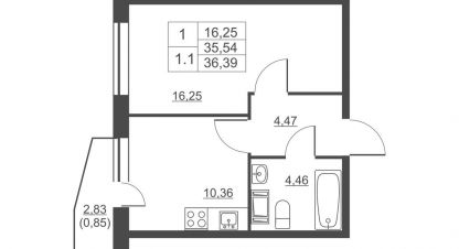 Продам квартиру 1 комнатную с общей площадью 35.3м2, 10/11 эт., на улице Западный проезд, г. Ской пок имени свердлова, Ленинградская обл., Россия, агентство JCat. Фотография №1
