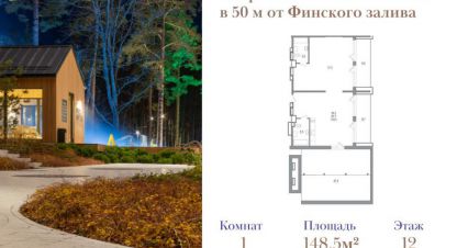 Продам квартиру 1 комнатную с общей площадью 148.5м2, 12/12 эт., на улице Зеленогорск, Курортный район, г. Зеленогорск, Санкт-Петербург, Россия, агентство JCat. Фотография №1