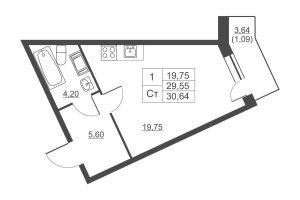 Продам квартиру с общей площадью 29.4м2, 10/11 эт., на улице Западный проезд, г. Ской пок имени свердлова, Ленинградская обл., Россия, агентство JCat