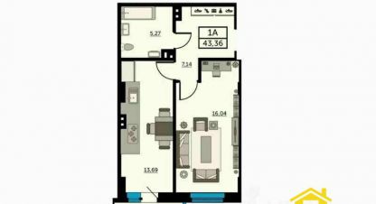 Купить квартиру 1 комнатную, 43.4 кв. м. Фотография №10 Купить квартиру 1 комнатную, 43.4 кв. м., Россия, г. Ростов-на-Дону. Фотография №10