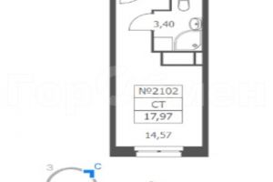 Продам квартиру с общей площадью 17.97м2, 2/20 эт., на улице Волковская, г. Люберцы, Московская обл., Россия, агентство ГорОбмен