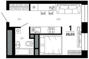 Продам квартиру 1 комнатную с общей площадью 26.03м2, 2/21 эт., на улице Новаторов ул, Московский район, г. Рязань, Рязанская обл., Россия, агентство Интернет-партнер