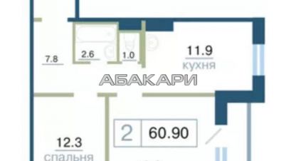 Снять квартиру 2-х комнатную, 61 кв. м., Россия, г. Красноярск. Фотография №10