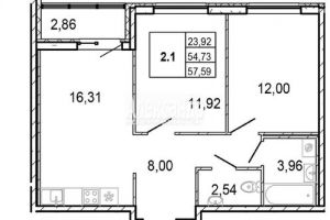 Продам квартиру 2-х комнатную с общей площадью 53.8м2, 10/22 эт., на улице Первых ул, г. Новосаратовка, Ленинградская обл., Россия, агентство Интернет-партнер