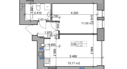Купить квартиру 1 комнатную, 33 кв. м., Украина, г. Гатное . Фотография №9