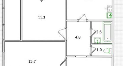 Продам квартиру 2-х комнатную с общей площадью 53.1м2, 7/16 эт., на улице Индустриальный пр-кт, Красногвардейский район, г. Санкт-Петербург, Санкт-Петербург, Россия, агентство Интернет-партнер. Фотография №1