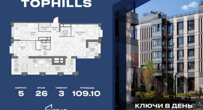 Продам квартиру 3-х комнатную с общей площадью 109.1м2, 26/27 эт., на улице Электролитный проезд, Нагорный (ЮАО) район, г. Москва, Москва, Россия, агентство JCat. Фотография №1