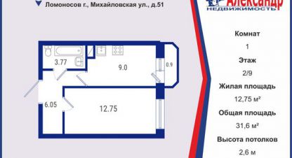 Купить 1 комнатную квартиру в г. Тарасовка. Фотография №2