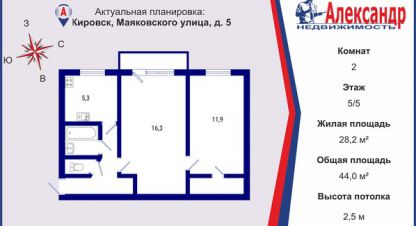 Купить 2-х комнатную квартиру в г. Кировск. Фотография №2