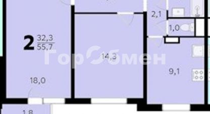 Снять квартиру 2-х комнатную, 55 кв. м., Россия, г. Москва. Фотография №9