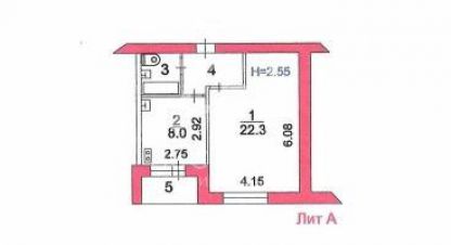 Продам квартиру 1 комнатную с общей площадью 37.9м2, 4/5 эт., на улице Институтская ул, г. Реммаш п, Московская обл., Россия, агентство Абсолют. Фотография №1