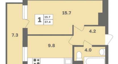 Продам квартиру 1 комнатную с общей площадью 36.2м2, 7/12 эт., на улице Мечтателей ул, Демский район, г. Уфа, Башкортостан респ., Россия, агентство Интернет-партнер. Фотография №1