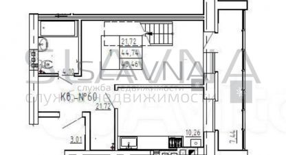 Продам квартиру 1 комнатную с общей площадью 48.5м2, 3/3 эт., на улице Осыпная, Центральный район, г. Кострома, Костромская обл., Россия, агентство Служба недвижимости СЛАВНА. Фотография №1