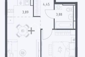 Продам квартиру 1 комнатную с общей площадью 36.38м2, 12/17 эт., на улице 7 1, г. Ямкино, Московская обл., Россия, агентство Новый Формат