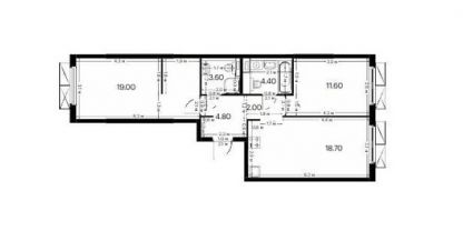 Купить квартиру 2-х комнатную, 63.7 кв. м. Фотография №1 Продам квартиру 2-х комнатную с общей площадью 63.7м2, 2/12 эт., на улице Анаса тазетдинова ул, Приволжский район, г. Казань, Татарстан респ., Россия, агентство Интернет-партнер. Фотография №1