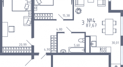 Купить квартиру 3-х комнатную, 85 кв. м. Фотография №9 Купить квартиру 3-х комнатную, 85 кв. м., Россия, г. Нежинка. Фотография №9