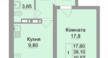 Купить квартиру 1 комнатную, 39 кв. м., Россия, г. Ростов-на-Дону. Фотография №10