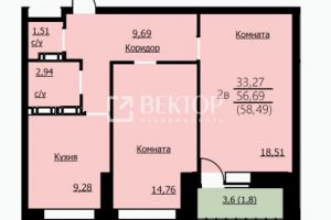 Продам квартиру 2-х комнатную с общей площадью 58.49м2, 5/14 эт., на улице Красноборская, г. Ярославль, Ярославская обл., Россия, агентство Вектор Продам квартиру 2-х комнатную с общей площадью 58.49м2, 5/14 эт., на улице Красноборская, г. Ярославль, Ярославская обл., Россия, агентство Вектор