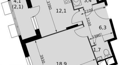 Купить квартиру 1 комнатную, 44.4 кв. м. Фотография №1 Продам квартиру 1 комнатную с общей площадью 44.4м2, 10/16 эт., на улице Римский проезд, г. Пок развилка, Московская обл., Россия, агентство Джойнио. Фотография №1