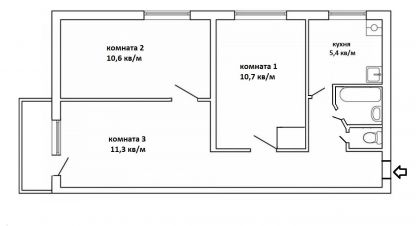 Купить квартиру 3-х комнатную, 51.4 кв. м. Фотография №1 Продам квартиру 3-х комнатную с общей площадью 51.4м2, 3/5 эт., на улице Дмитрия ульянова, г. Евпатория, Крым авт. респ., Россия, агентство АН Домус. Фотография №1