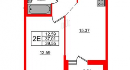 Продам квартиру 1 комнатную с общей площадью 39.6м2, 5/22 эт., на улице Первых ул, г. Новосаратовка, Ленинградская обл., Россия, агентство ЦН Авега. Фотография №1