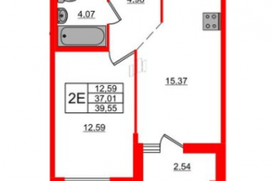 Продам квартиру 1 комнатную с общей площадью 39.6м2, 5/22 эт., на улице Первых ул, г. Новосаратовка, Ленинградская обл., Россия, агентство ЦН "Авега"