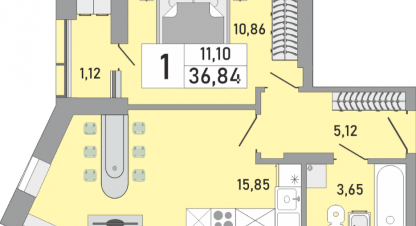 Купить квартиру 1 комнатную, 26.1 кв. м. Фотография №9 Купить квартиру 1 комнатную, 26.1 кв. м., Россия, г. Уфа. Фотография №9